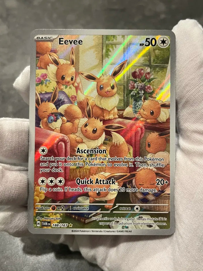 Pokémon TCG Eevee 188/167 Twilight Masquerade Holo Illustration Rare NM